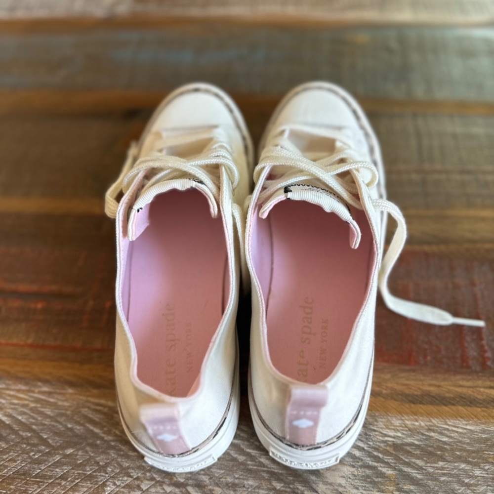 🔥👟👟KATE Spade! Kaia Leopard Print Trim Canvas Sneakers in cream-NEW!!👟👟🔥 - Picture 7 of 16